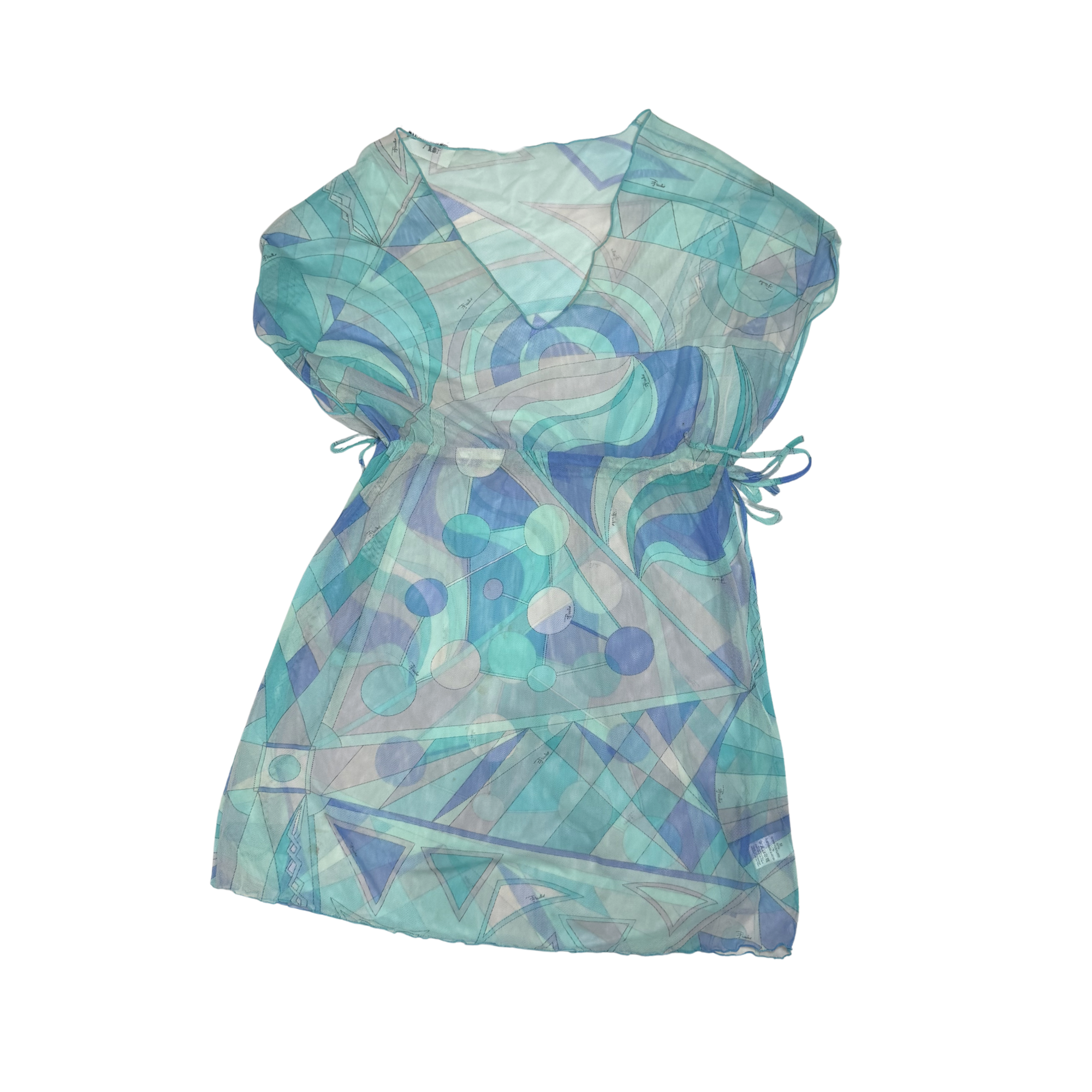 Emilio Pucci Vintage Blue Geometric Printed Mesh Coverup Mini Dress – The Gallery of Wearable Art