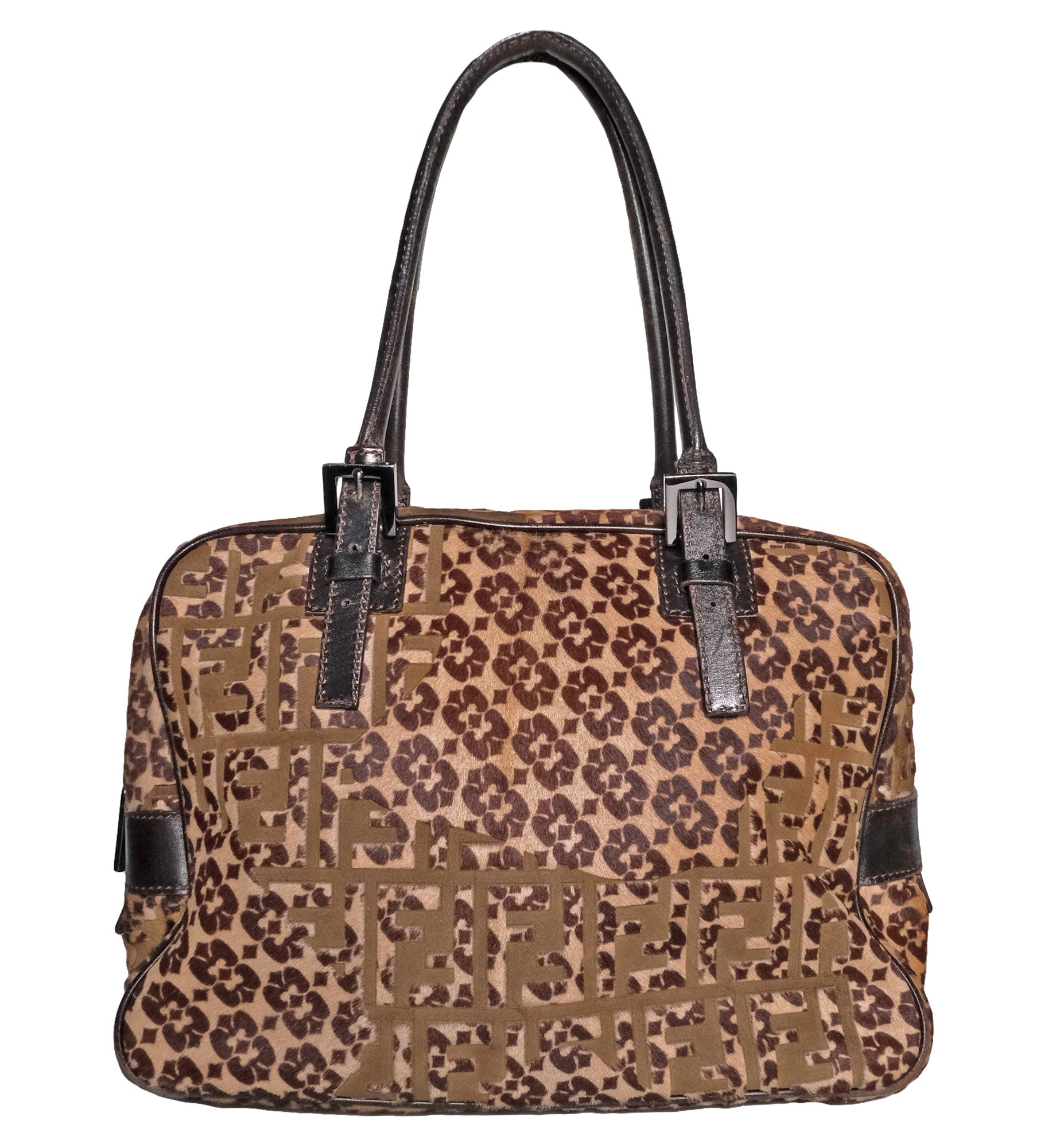 Fendi Ponyhair Patterned Bauletto Bag