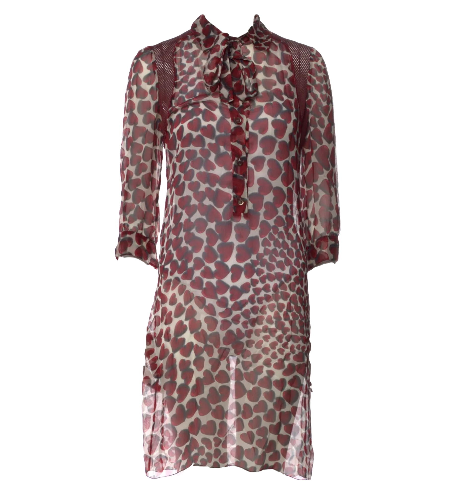 Prada Sheer Heart Print Shirtdress