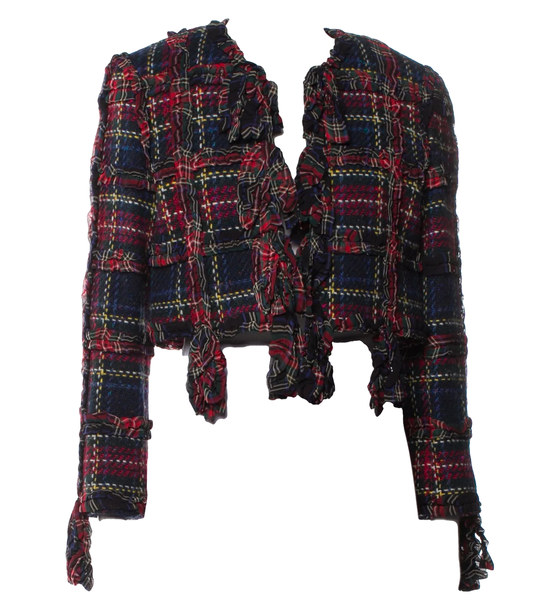 Moschino Cheap and Chic Plaid Tweed Cropped Evening Jacket