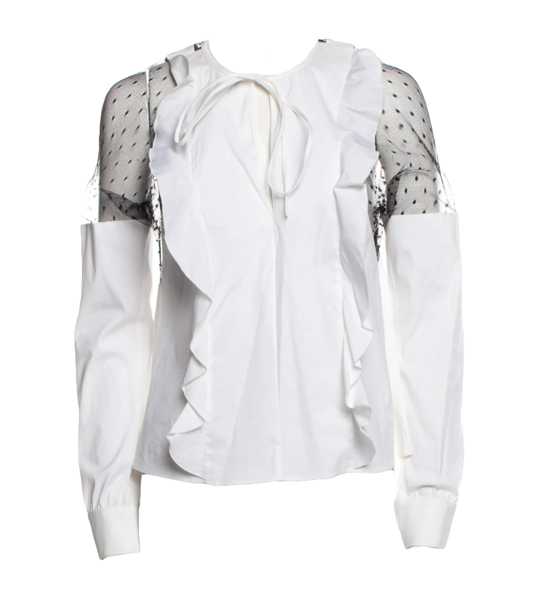 Valentino Ruffle & Lace Long Sleeve Blouse