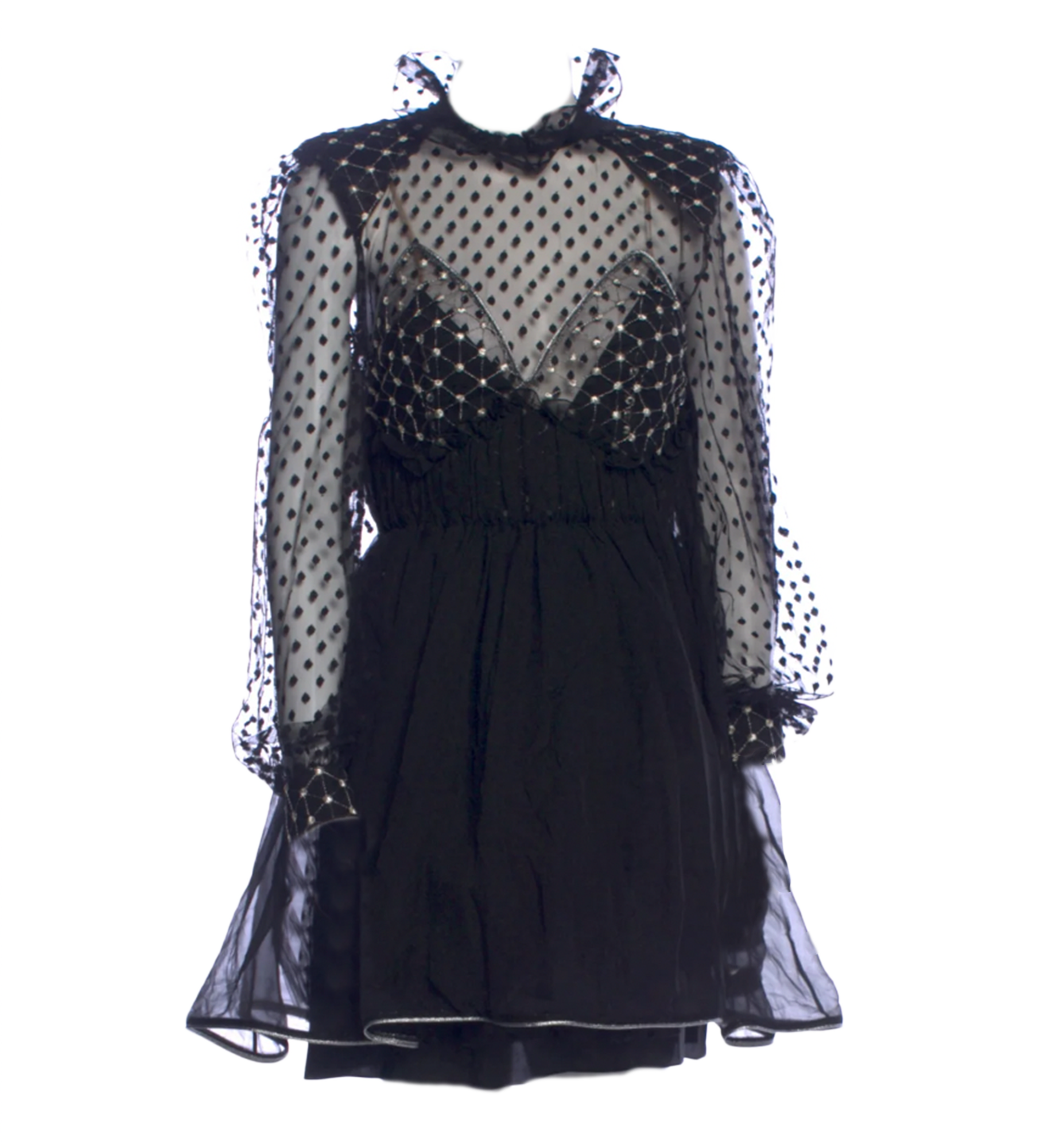 Alberta Ferretti Sheer Polka Dot Mini Dress