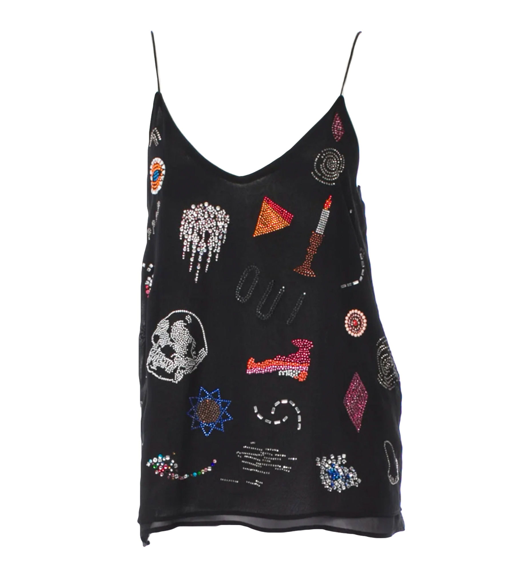 Libertine Graphic Rhinestone Embellished Sleeveless Top