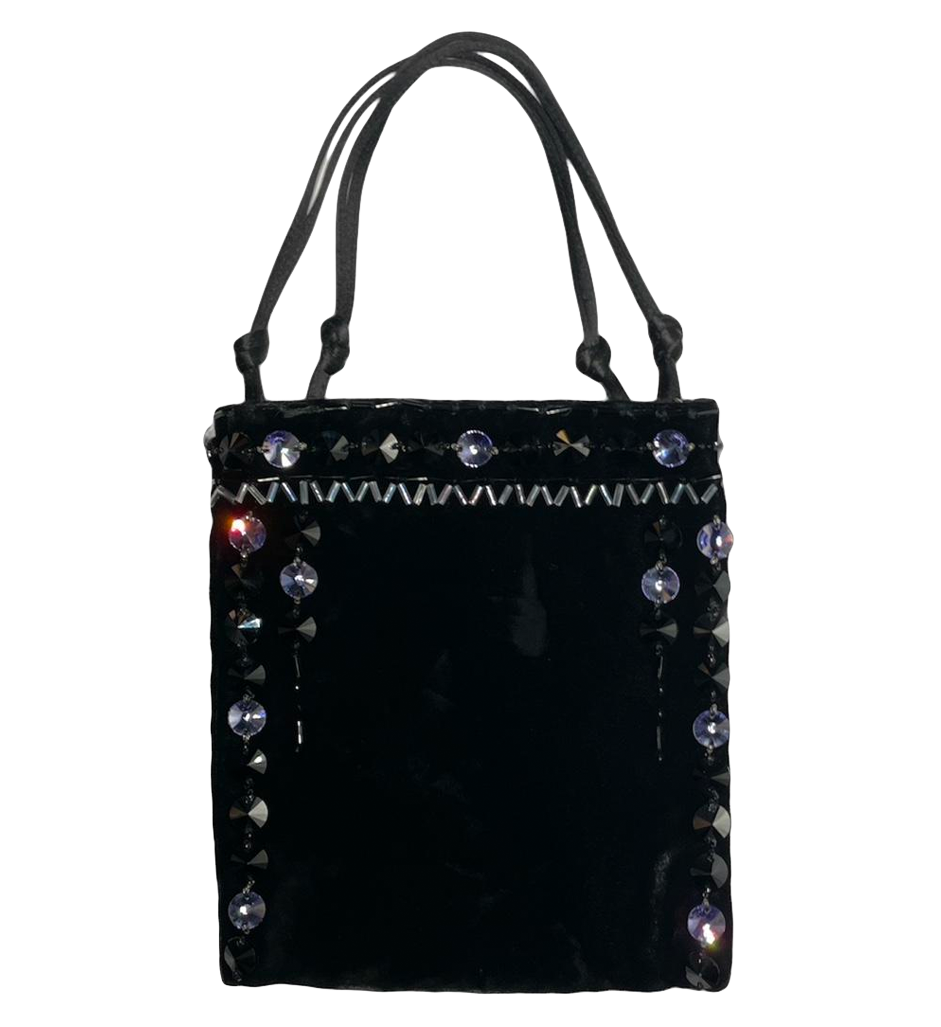 Prada Velvet Rhinestone Evening Small Tote