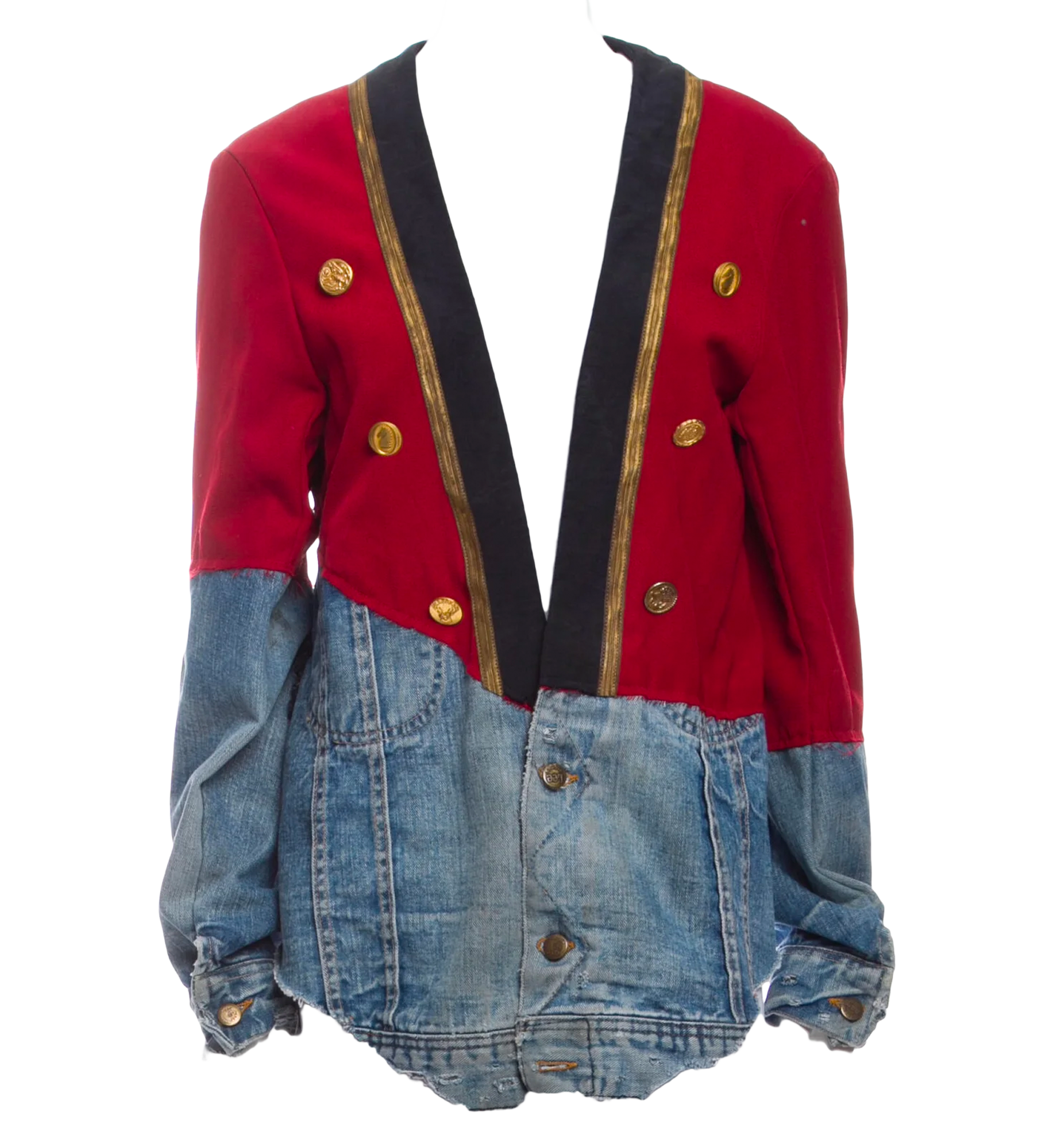 GREG LAUREN Scrapwork Denim Band Uniform Jacket