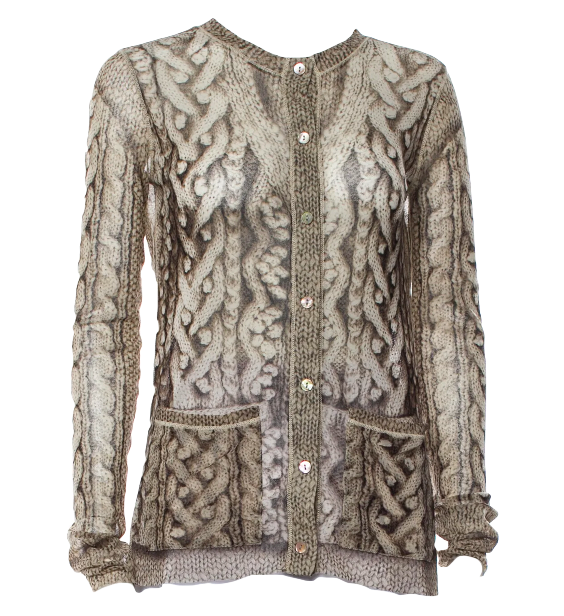 Jean Paul Gaultier Cable Knit Printed 2000's Cardigan