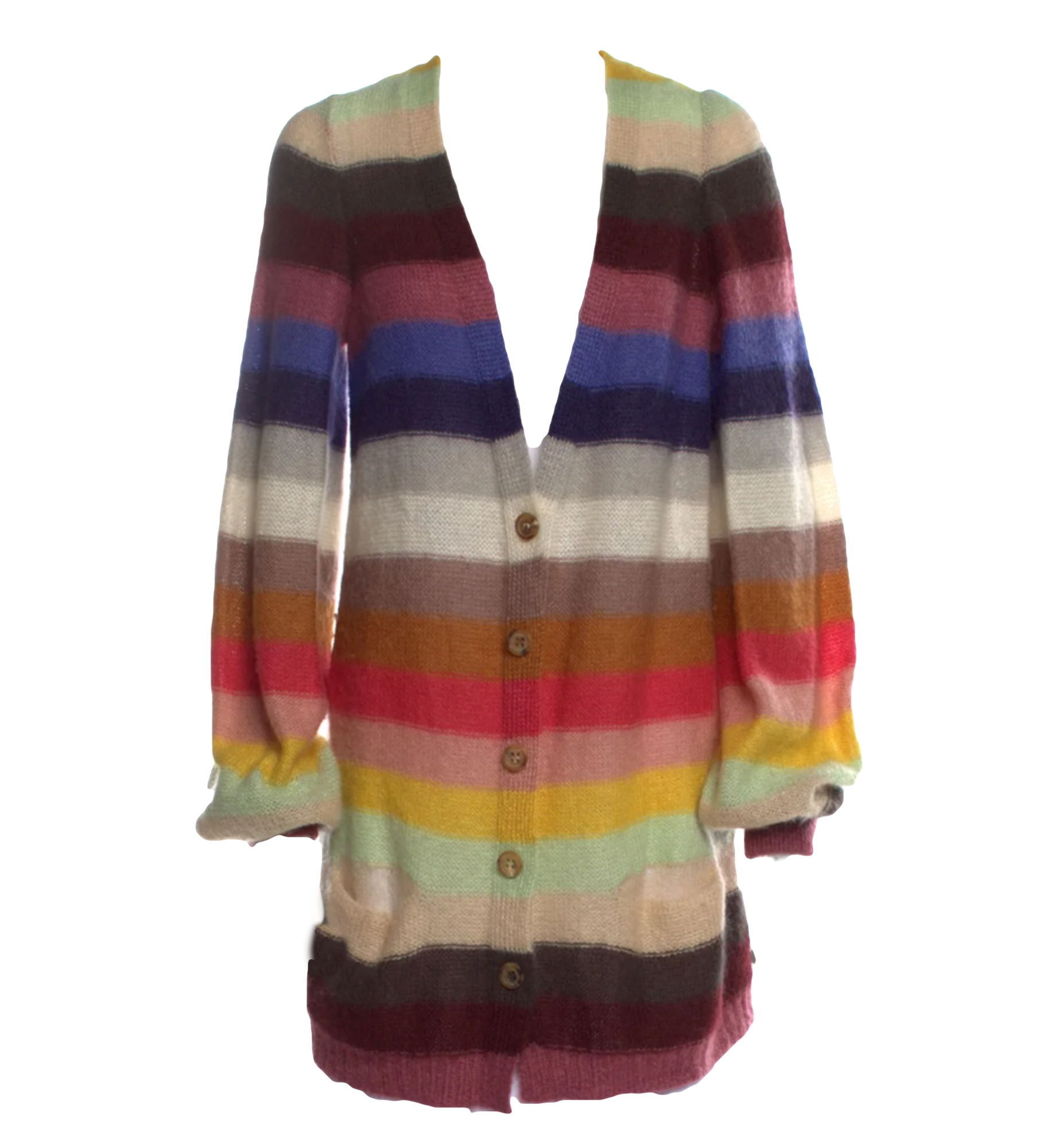 Sonia Rykiel Striped Mohair V Neck Cardigan