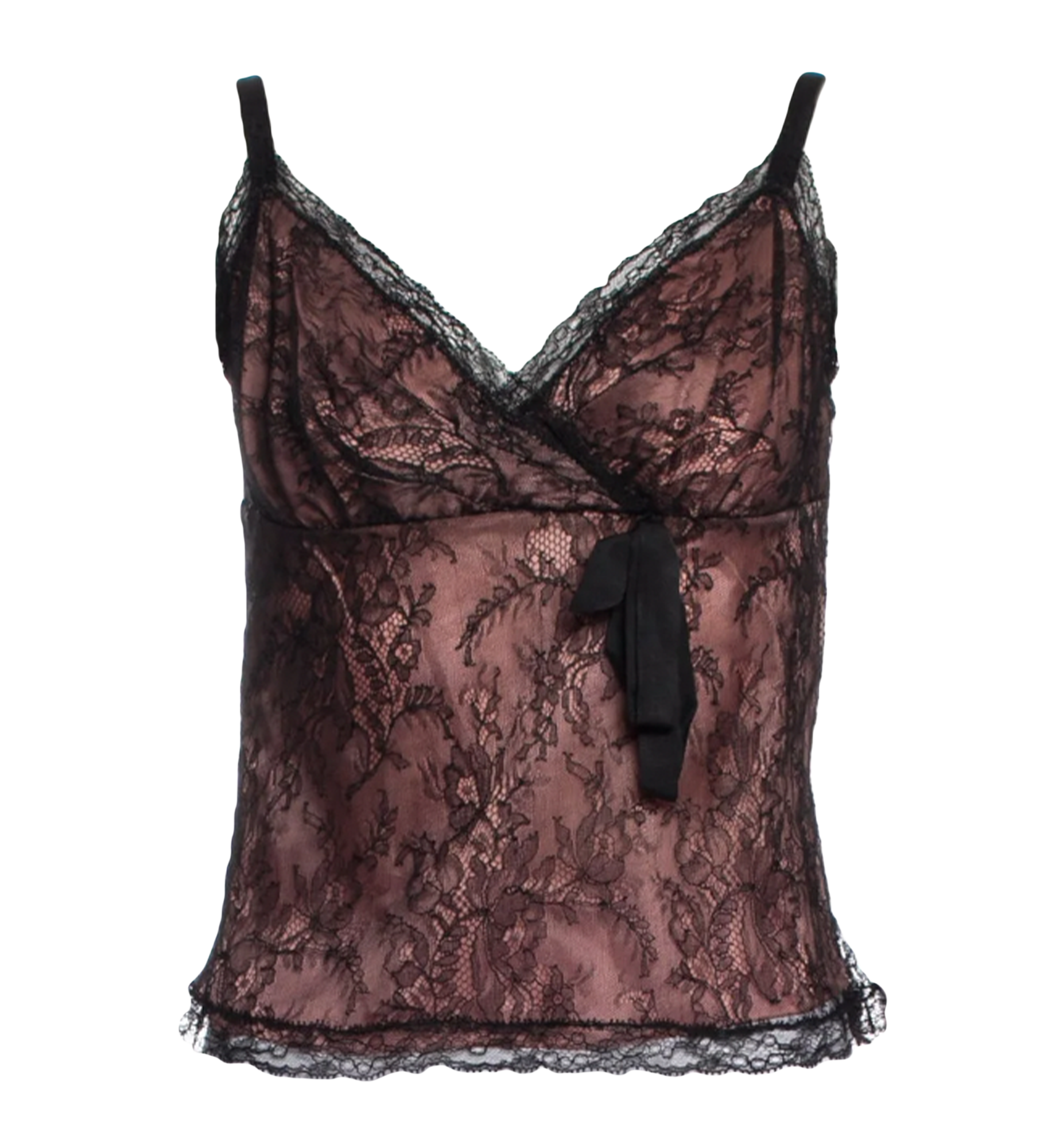 Moschino Cheap & Chic Black & Dusty Rose Lace Sleeveless Top