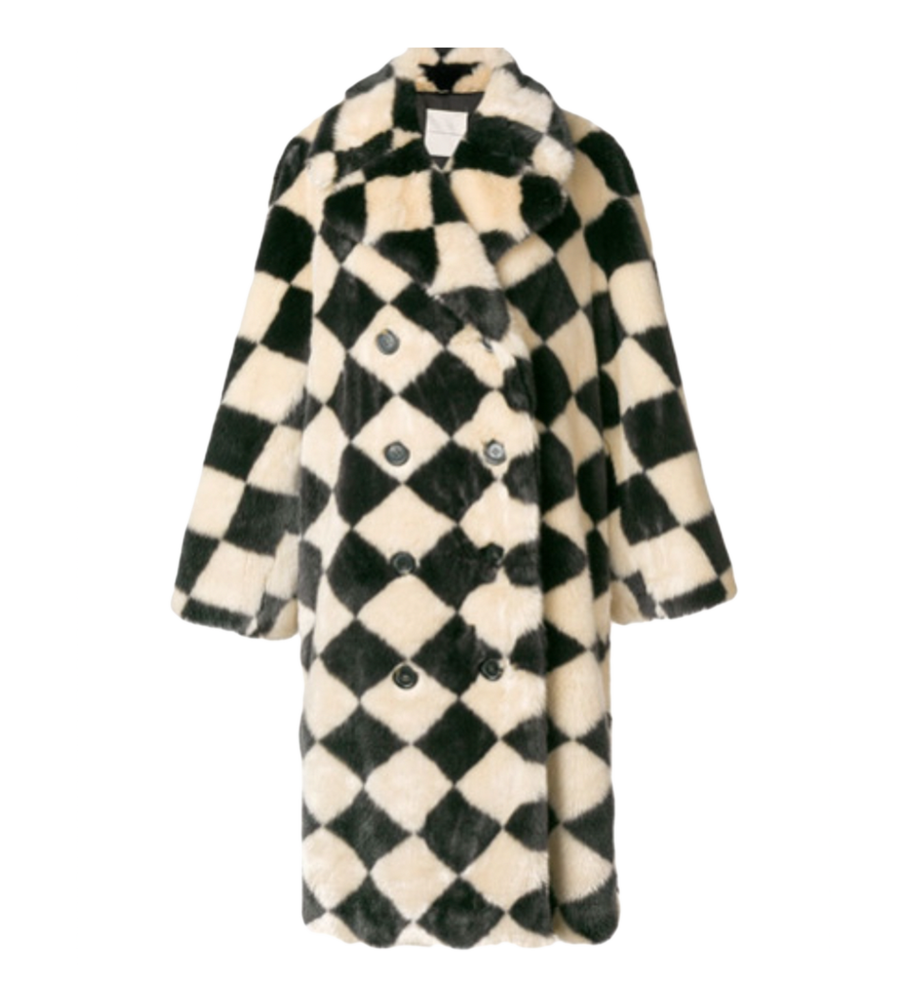 Marco De Vincenzo Checkered Faux Fur Coat