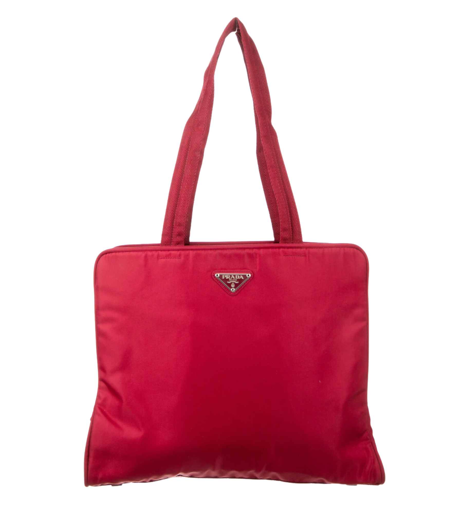 Prada Red Tessuto Triple Compartment Tote Bag