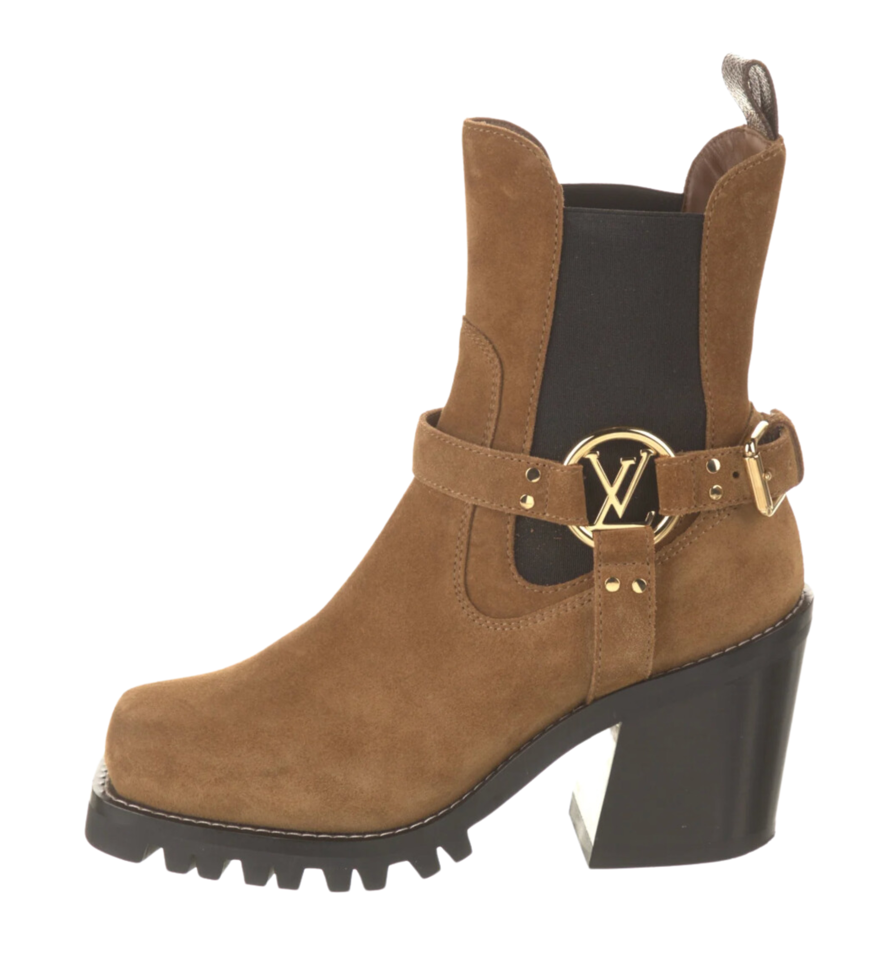 Louis Vuitton Brown Suede Chelsea Heel Bootie