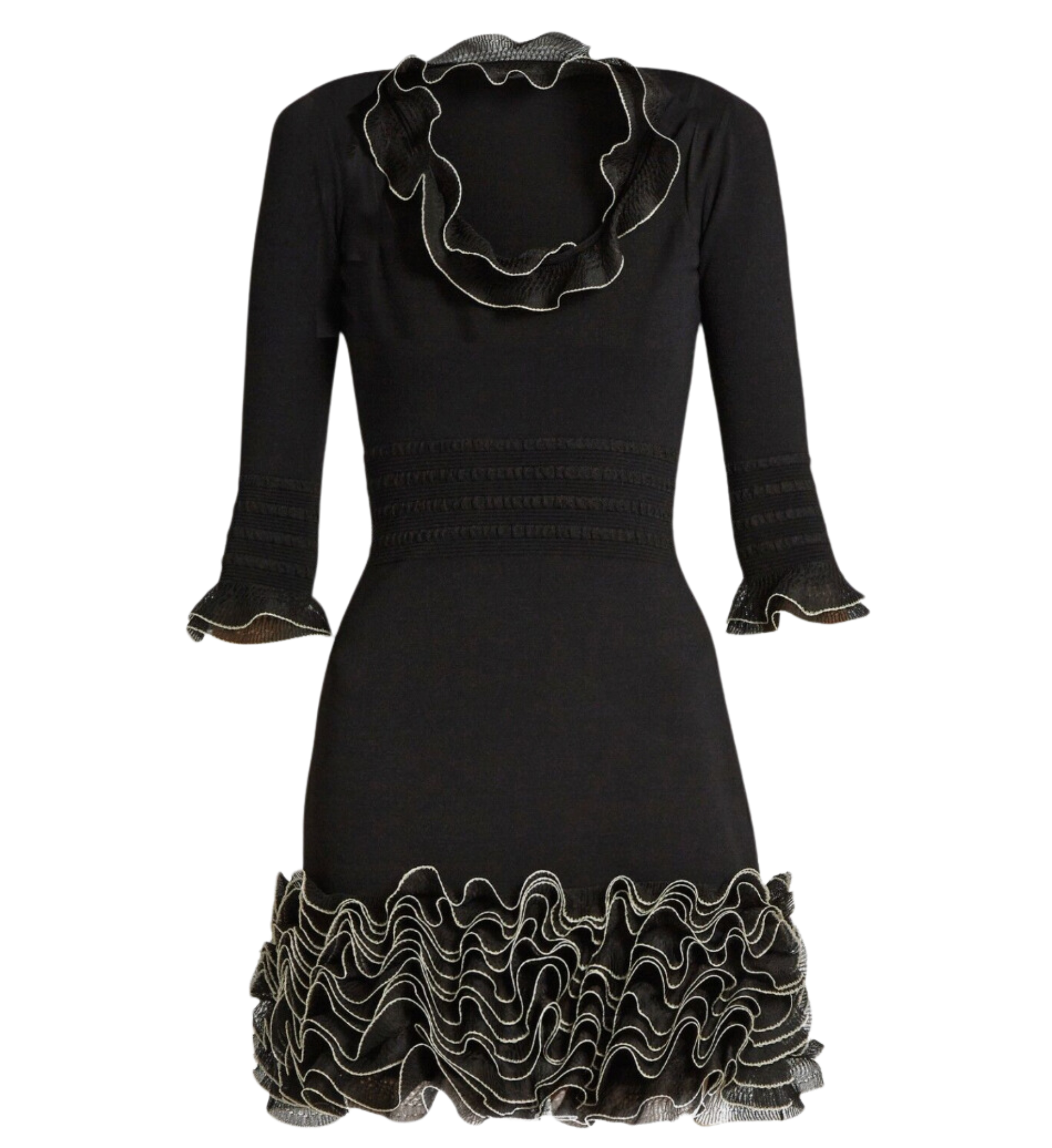 Alexander McQueen Ruffle Three-Quarter Sleeve Dress