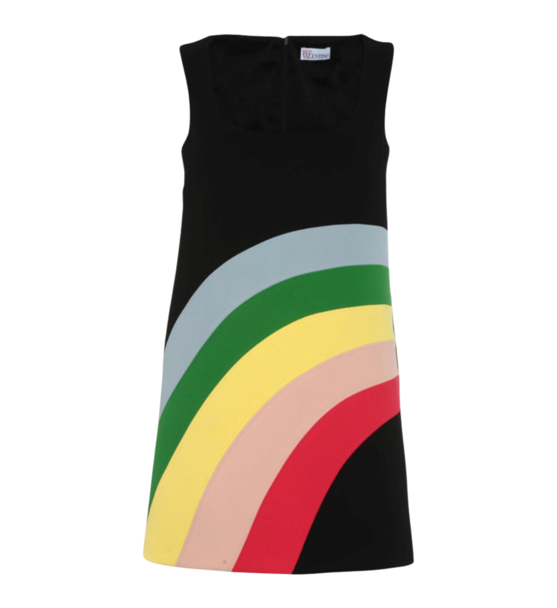 Valentino Black Rainbow Stripe Intarisa Sleeveless Mini Dress