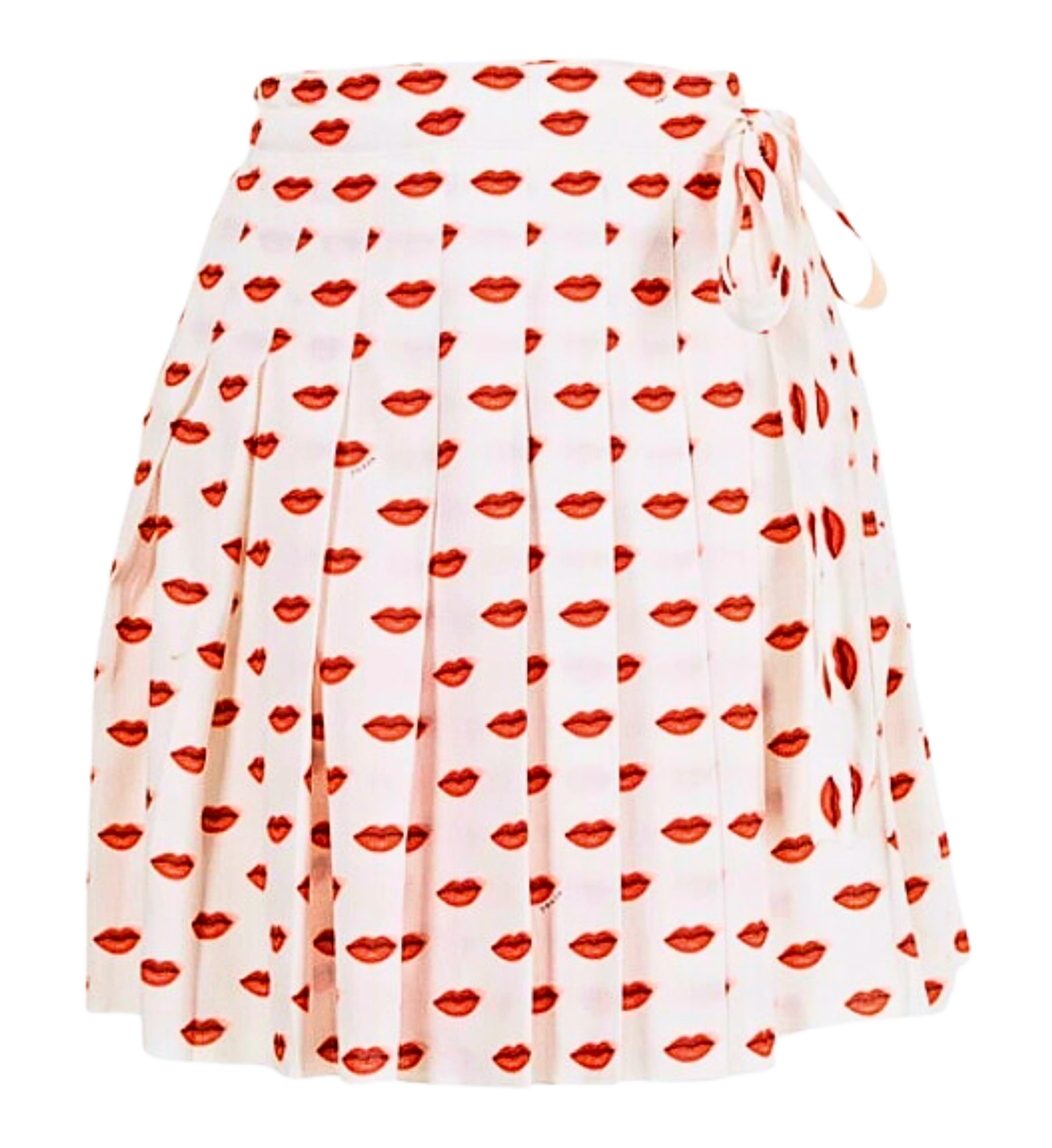 Prada 2011 Talking Lips Printed Pleated Mini Skirt