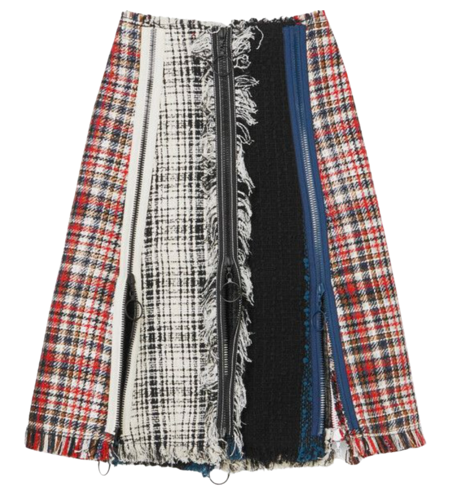 Sonia Rykiel Plaid Zipper Midi Skirt