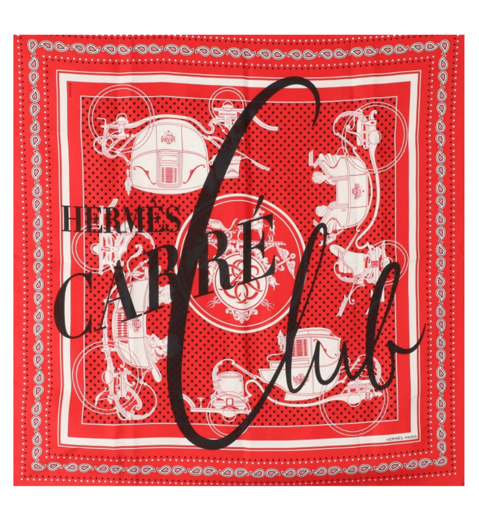 Hermes Rare 'Ex Libris Carre Club' Silk Bandana