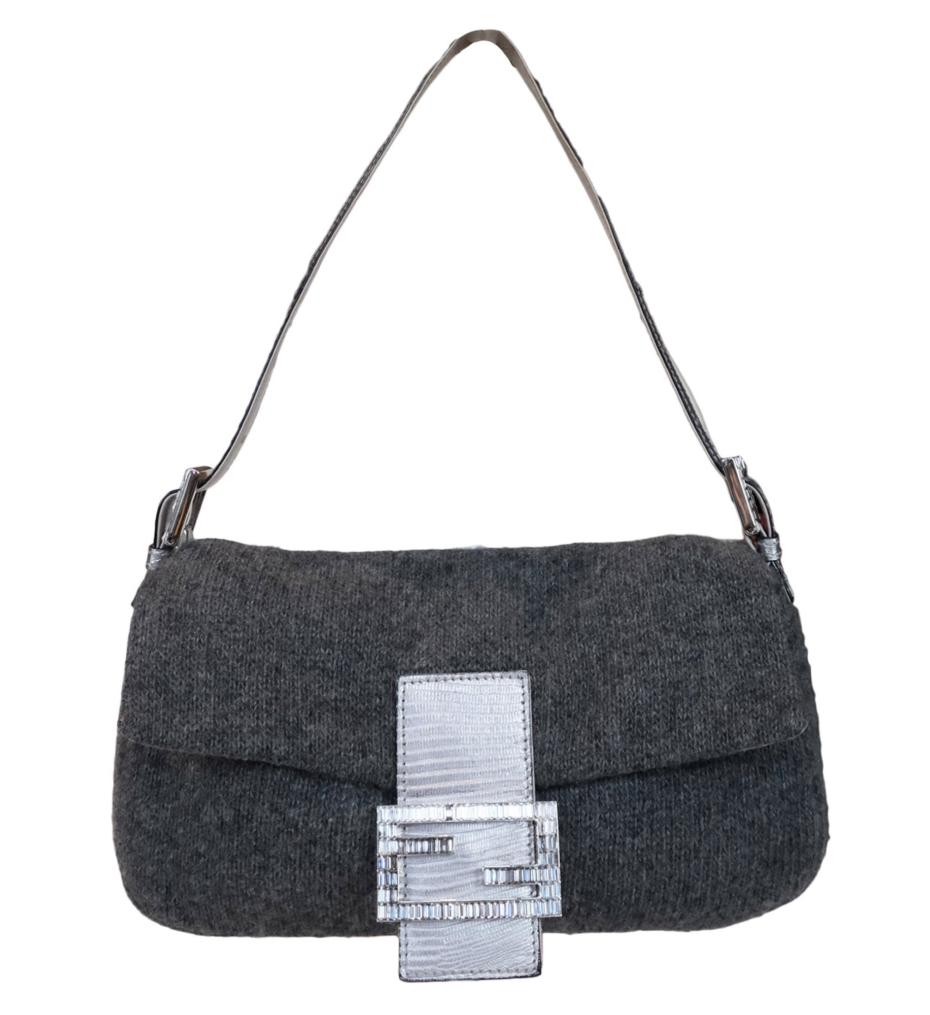 Fendi Cashmere Crystal Baguette