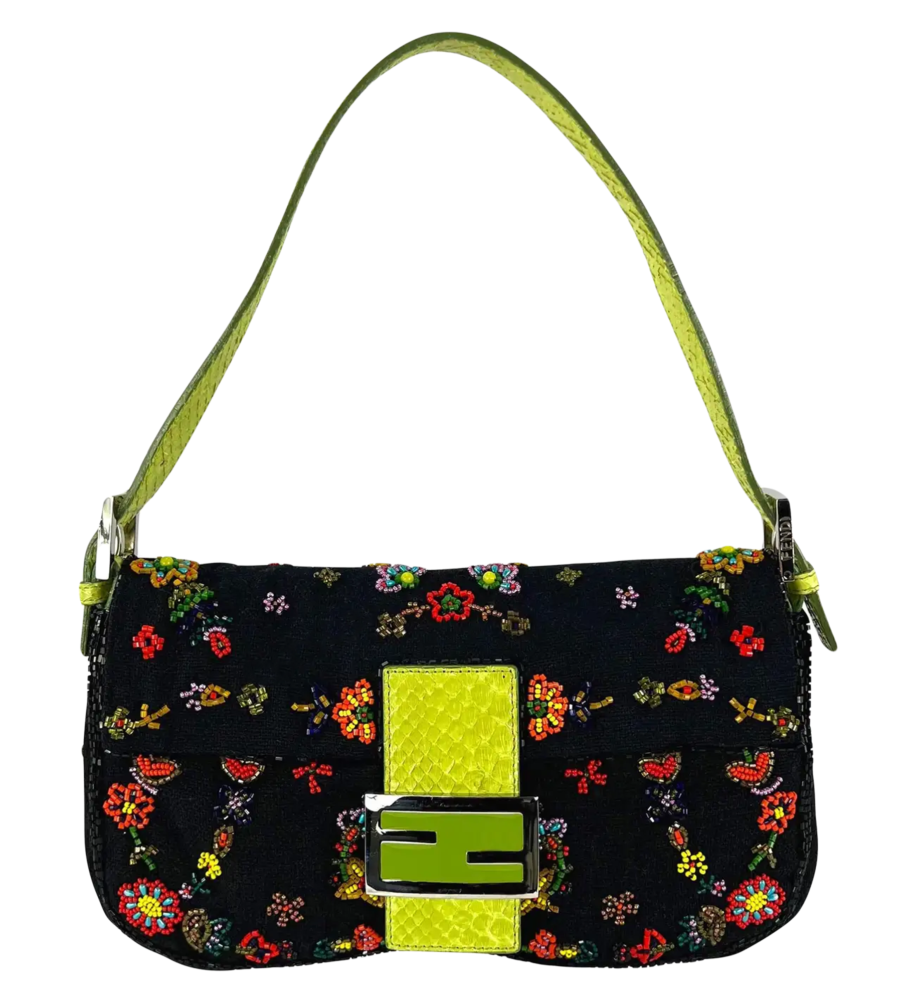 Fendi Floral Beaded Baguette