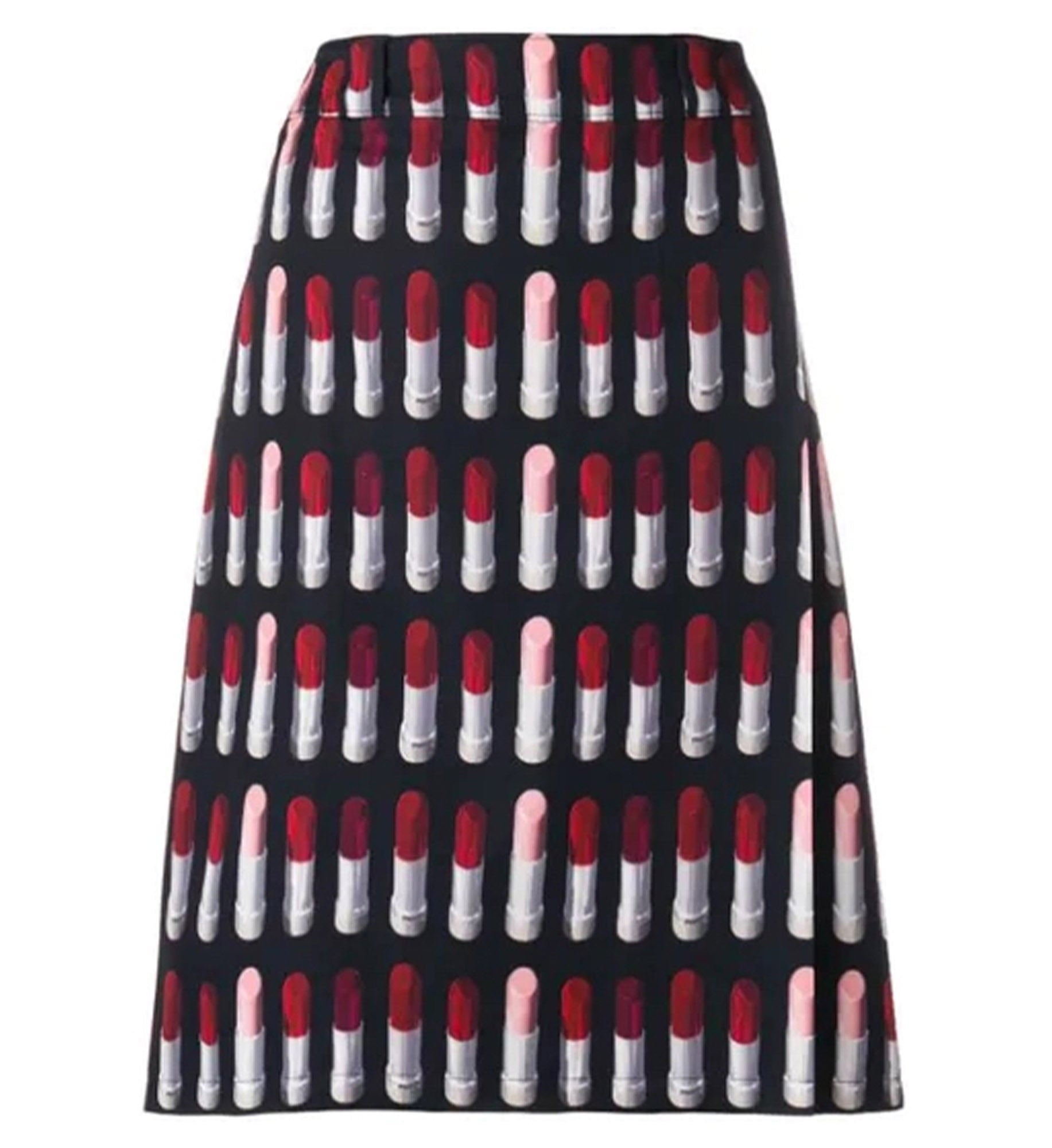 Prada Lipstick Printed Wrap Midi Skirt