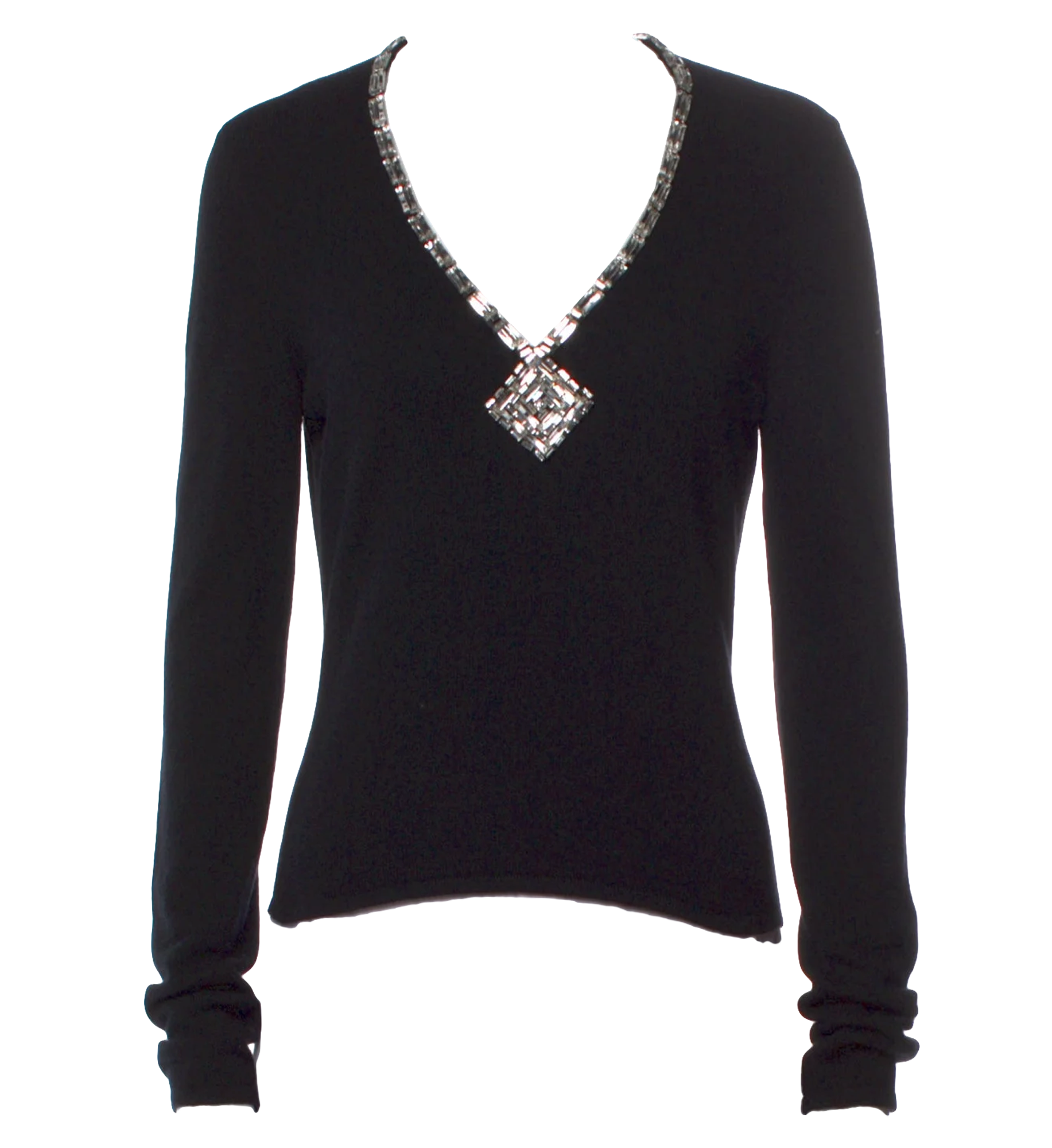 Azzaro V-Neck Embellished Cashmere Sweater