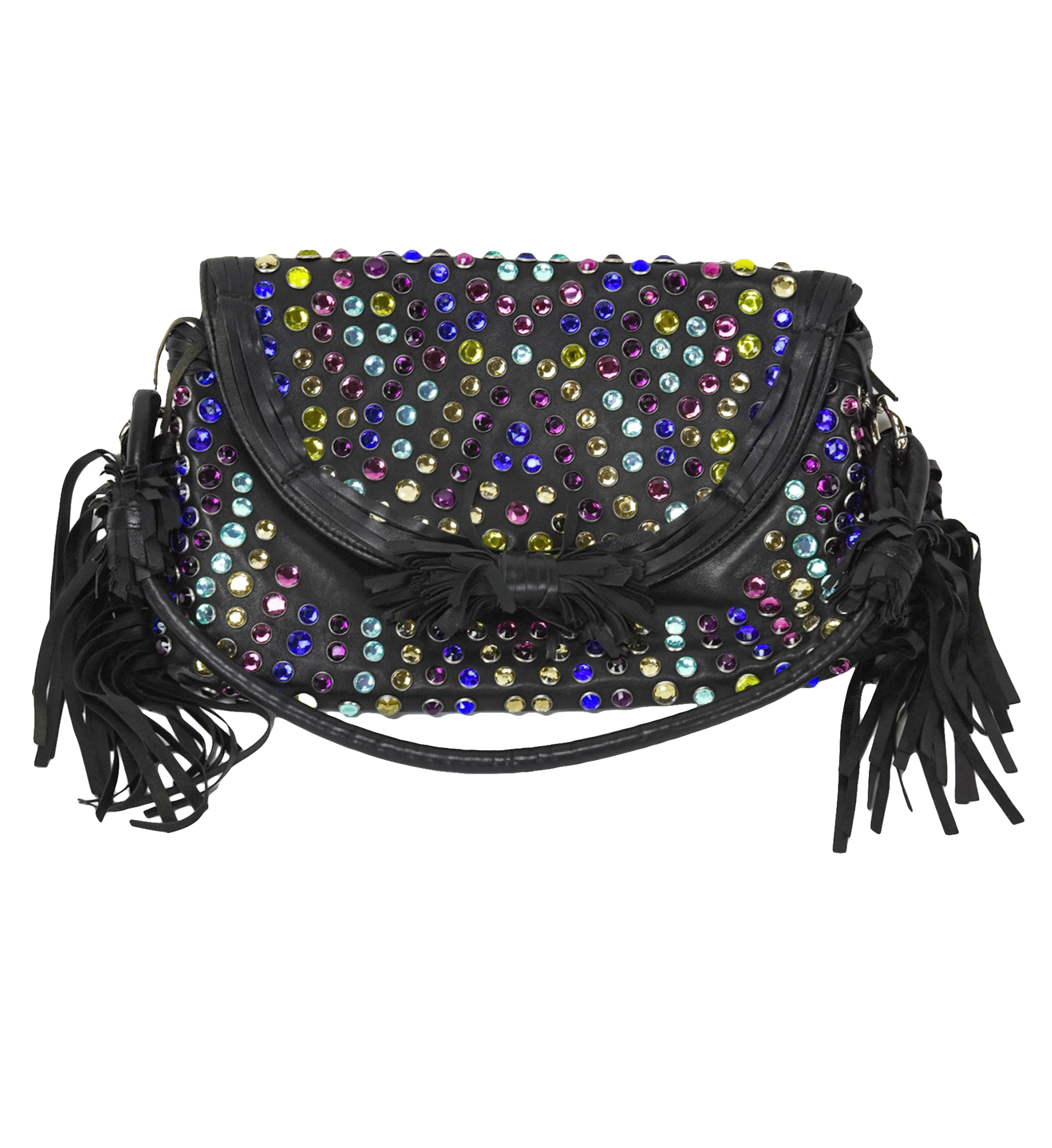 Sonia Rykiel Rhinestone Fringe Domino Shoulder Bag