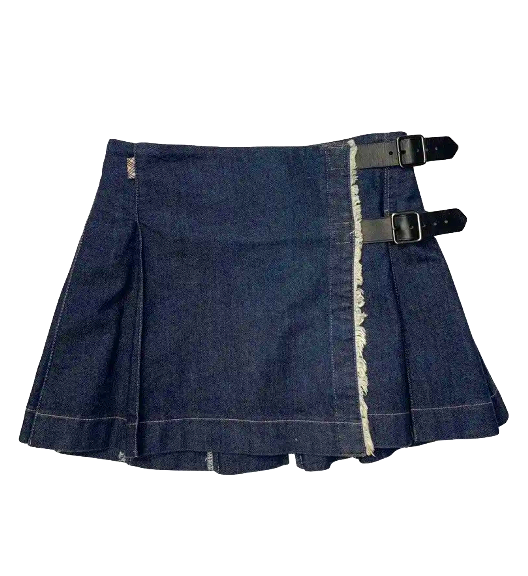 Burberry Denim Kilt Skirt