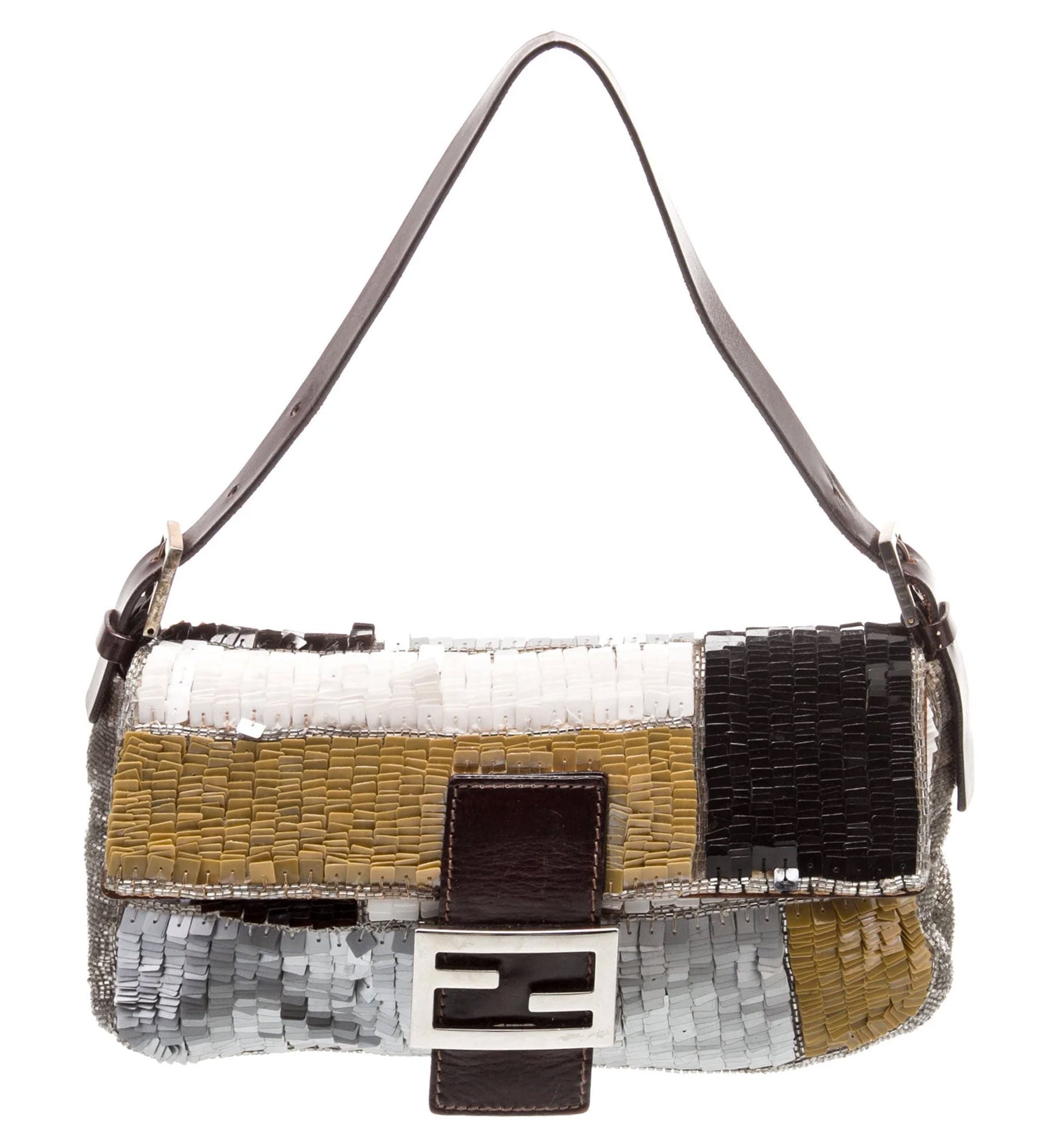 Fendi Patchwork Beaded Baguette